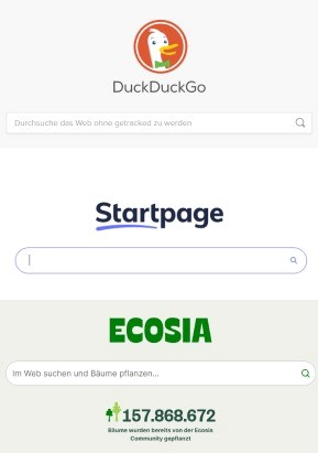 Logos verschiedener Suchmaschienen